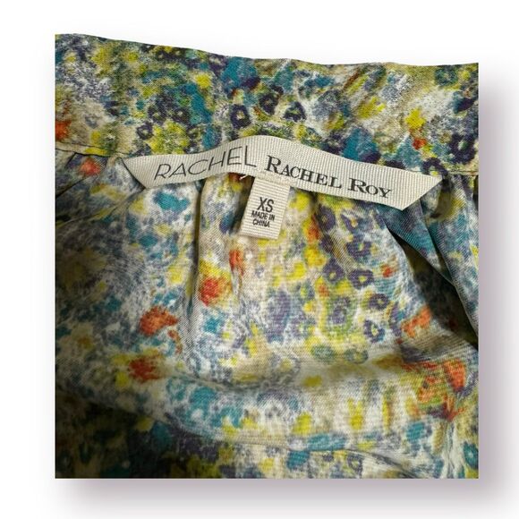 Rachel Roy Fairy Core Floral Dress Women Size XS Wedge Style Tie Neck Bohochic - Picture 5 of 8